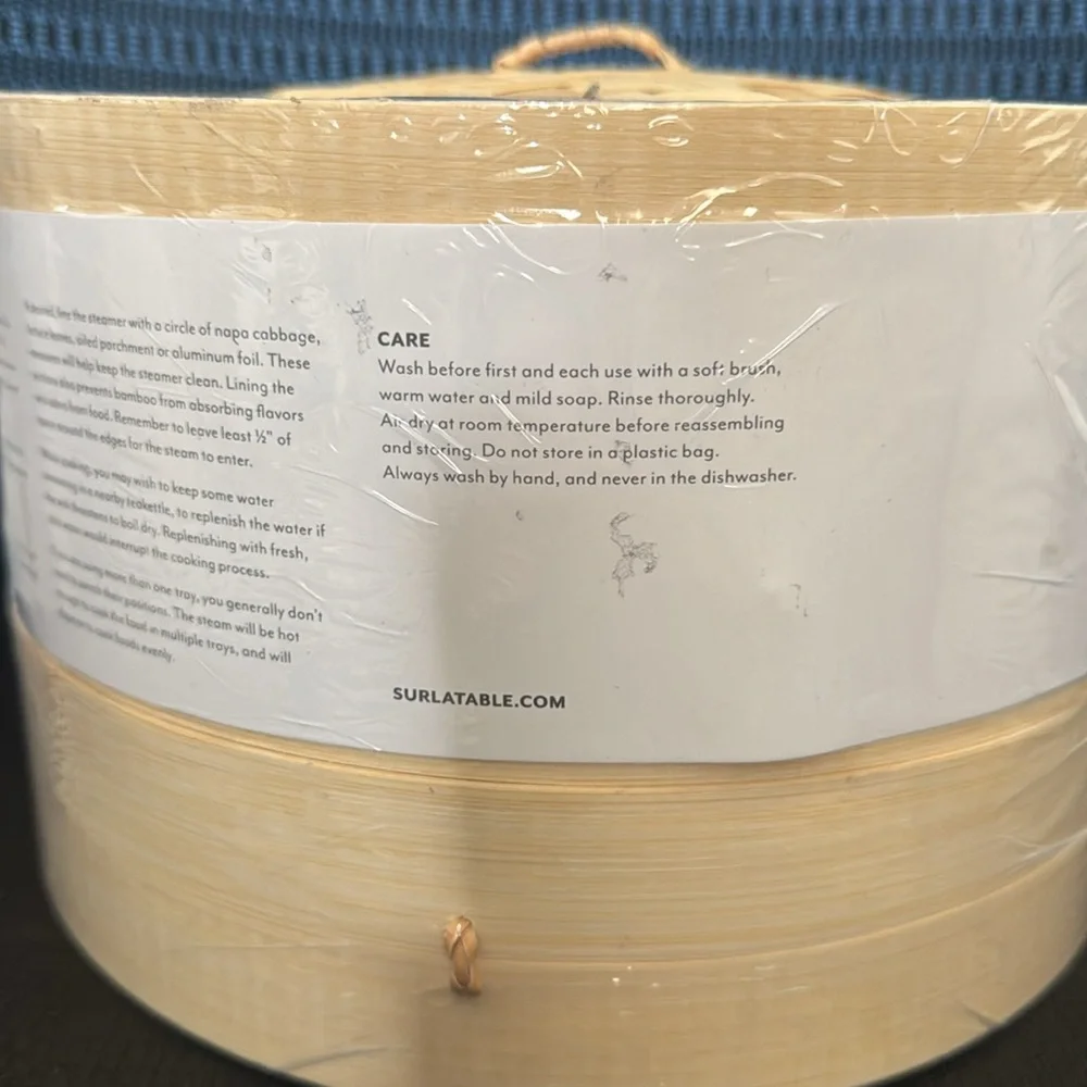 NEW Sur La Table Bamboo Steamer 3 pc 10” diameter